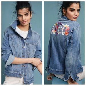 Pilcro & The Letterpress by Anthropologie Embroidered Amore Jean Jacket, Sm